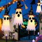 Citrus; 3 Packs 38" Halloween Hanging Ghost Decorations with Witch Hats, Light Up Ghosts with 3 Flash Modes, Warm LED Hanging Halloween Decor for Indoor Outdoor Yard, Patio, Garden & Tree; Category:Outdoor Halloween Decorations; Image:6